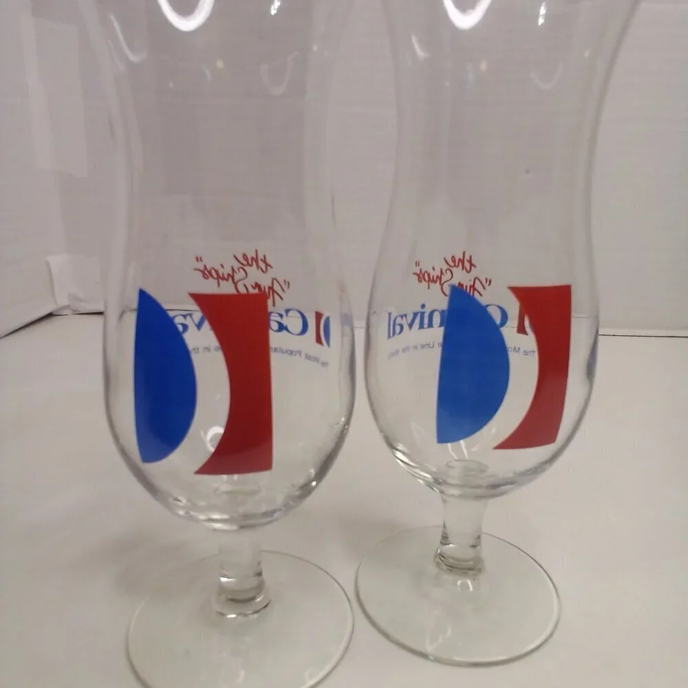 Vintage Carnival Cruise Line Cocktail Wine Glass Lot of 2 The Fun Ships 8